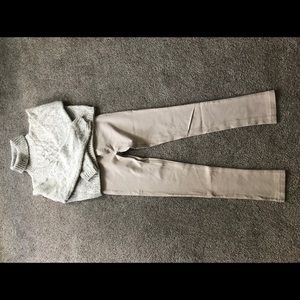 Cropped cable knit sweater